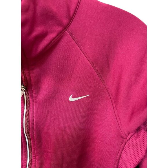 Nike Dri Fit Small Sweatshirt Magenta Pink Zip Up Pockets Thumbholes Breathable - Picture 3 of 10